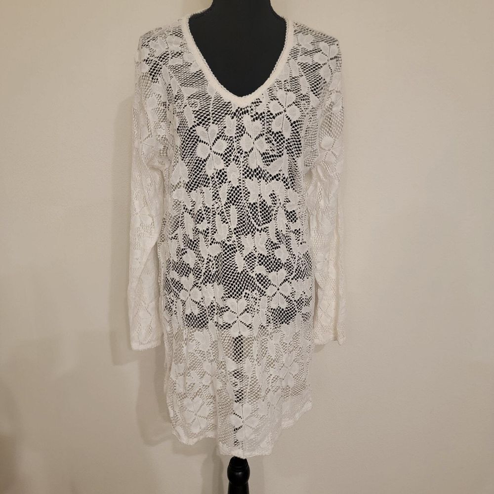 Vintage Cottonseed 100% Cotton‎ Made in India Floral Swim Resort Coverup Size XL